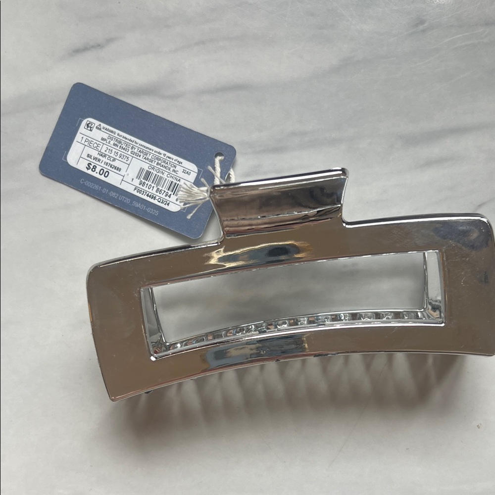 Universal Thread Silver Rectangular Cutout Hair Claw - Picture 2 of 4